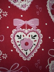 Valentine Hearts FAT 8 Large Scrap 10x 22 Red Pink Hearts And Flowers Fabric