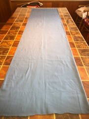 Med. blue cotton canvas/satin weave fabric, 90.5″ (2.1yd)L x 47″W, new bolt cut