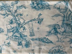 1 Yd x 34” Wide Remnant Toile Blue & White Winnie the Pooh Fabric
