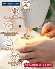 100% Cotton Muslin Fabric by The Yard,63in x 1Yards Unbleached Natural Cotton Ma