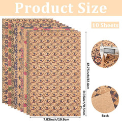 10 Styles 13 x 8 Inch Colored Cork PU Leather Sheets Thin Soft Fabric Natural…