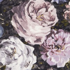 Clarke & Clarke Painterly Floral Print Fabric- Floretta / Blush Charcoal 4.50 yd