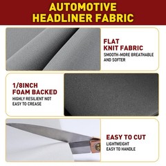 Flat Knit Headliner Gray Fabric Automotive Upholstery Stretch 60″ Wide New
