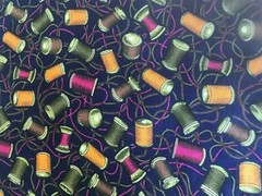 Cotton Quilt Fabric Threads Sewing Navy Blue by 1/2 Yard