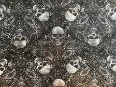 SKULLS FANCY SUGAR SKULL BAROQUE BLACK COTTON FABRIC FQ