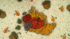 Fabric Red Rooster “Corny Oak” Cornucopias filled w/Harvest, Corn 3 Pcs $2.95