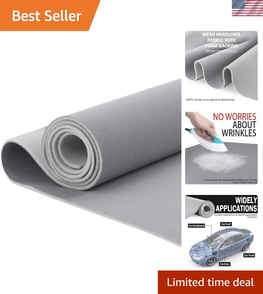 Gray Mesh Headliner Fabric 96″ L x 60″ W – Versatile Auto Interior Upgrade