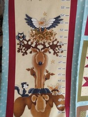 Growth Chart fabric panel “Build Each Other Up” printed cotton Woodland animals