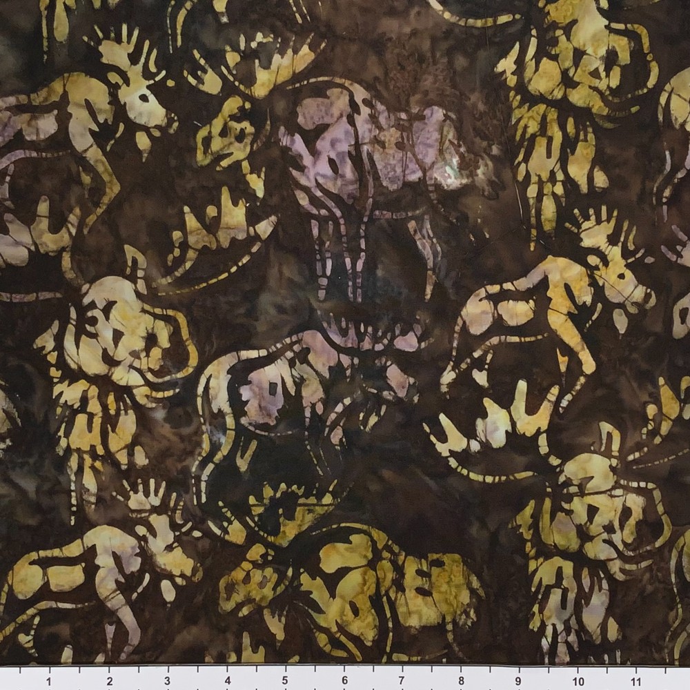 1 Yard Cut of Lunn Fabric Exclusive Moose Batik 100% Cotton 3378 Nature Brown