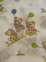Vintage Bears with Balloons Cotton Fabric 44”W X 72” L