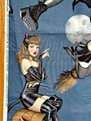 Alexander Henry Gorgeously Goth Dark Gray Fabric Sexy Ladies Cat Halloween Yard