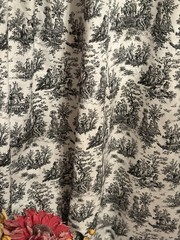 Toile Fabric/Black & White/“Farmland” NOS/2+ Yds Continuous Piece