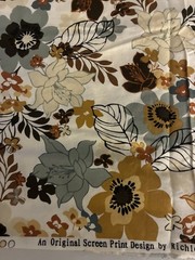 Cream Background Golden Yellow+ Flowers Richloom Quilting Cotton Fabric 1.5 Yard