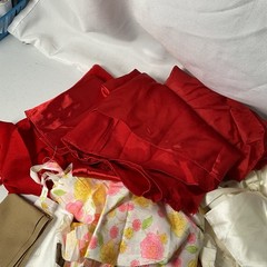 Fabric Scraps Remnants Mixed Lot Red Cream Floral Craft Quilting Sewing