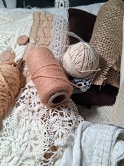 Neutral Needlework Slow Stitch Bundle Vintage Fabric Embroidery Lace Craft Sew