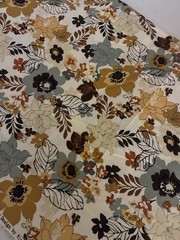 Cream Background Golden Yellow+ Flowers Richloom Quilting Cotton Fabric 1.5 Yard