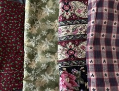 Lot Fabric 4 Designs Cotton Quilted Christmas Holly Snowflakes Patriotic 9+ yds