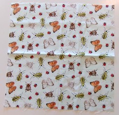 Cotton Fabric Pic C – Bugs, Butterflies, Lady Bugs – 12 3/4 L x 12 3/4 W
