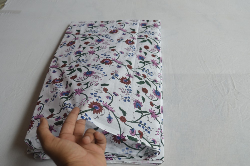 NO TARRIF CHARGES 100% ✅ 3 Yard Floral Hand Printed 100%Cotton Fabric ZK-3