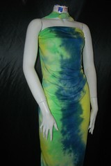 Rayon Spandex Tie-Dye Print Jersey Knit Fabric Teal Lime Yellow Combo 9 oz