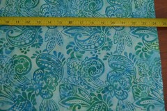 By 1/2 Yd, Turquoise & Blue Paisley Batik, Indonesia, Hoffman, Hand-Painted,B521