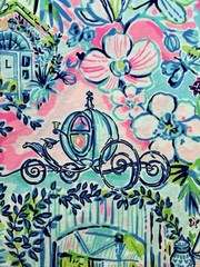 Lilly Pulitzer Pima Cotton Fabric Multi Lilly Loves Cinderella 1 yd (36″x 60”)