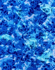 Gorgeous Vtg Polyester Abstract Floral Fabric 59”x2.1Y Light & Dark Blue