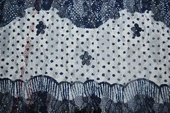 Lace Nylon Spandex Knit Fabric Multicolor Floral Print Horizontal print Navy