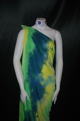 Rayon Spandex Tie-Dye Print Jersey Knit Fabric Teal Lime Yellow Combo 9 oz