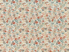 GUELL LAMADRID CURTAIN FABRIC DESIGN Lys 6 METRES COTTON BLEND AQUAMARINE/RED