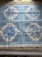 Kaufman Holiday Flourish Fabric Panel 24″ x 44″ Blue Silver Purple Christmas