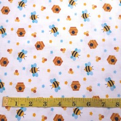 Bee Hive Toss Bumblebee Honeycomb White Multi Cotton Fabric 44″ By The Yard