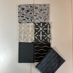 Fat Qtrs fabric bundle, Gray Black & White Color Scheme, 6 + Smaller Piece