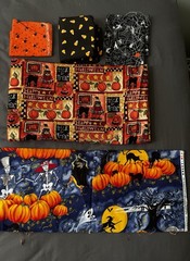 Lot 33 – Halloween Fabric Lot – Pumpkins Cats Witches Candy Corn Spiderwebs