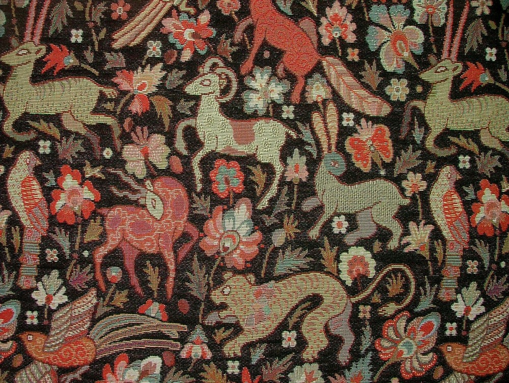 Tapestry Curtain Upholstery Fabric Tudor Forest Vintage Cushions Table Runner