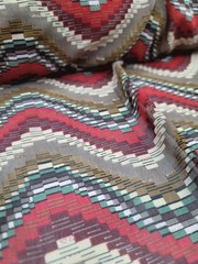Multicolor Geometric Chiffon Fabric By the Yard Red Beige Green Apparel Dress