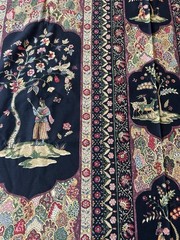Turczyn Bloomcraft Jacobean Cotton Fabric Black Chinoiserie Pastoral 54×98”
