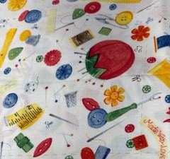 1/2 yard x 44″ Sewing-Themed Cotton Fabric Bright Fun Design Craft Quilt Supply