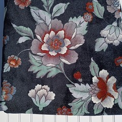Vintage 70s Velour Upholstery Fabric 6 YD Black Silver Floral Design MCM Velvet