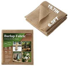 Natural Burlap Fabric Roll 19.7 Inches x 6.5 Ft Jute Cloth For Crafts Plant Wrap