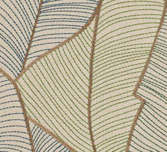 Larsen Large Scale Leaf Embroidery Fabric- Filao / Ocean 5 yds L9394-03