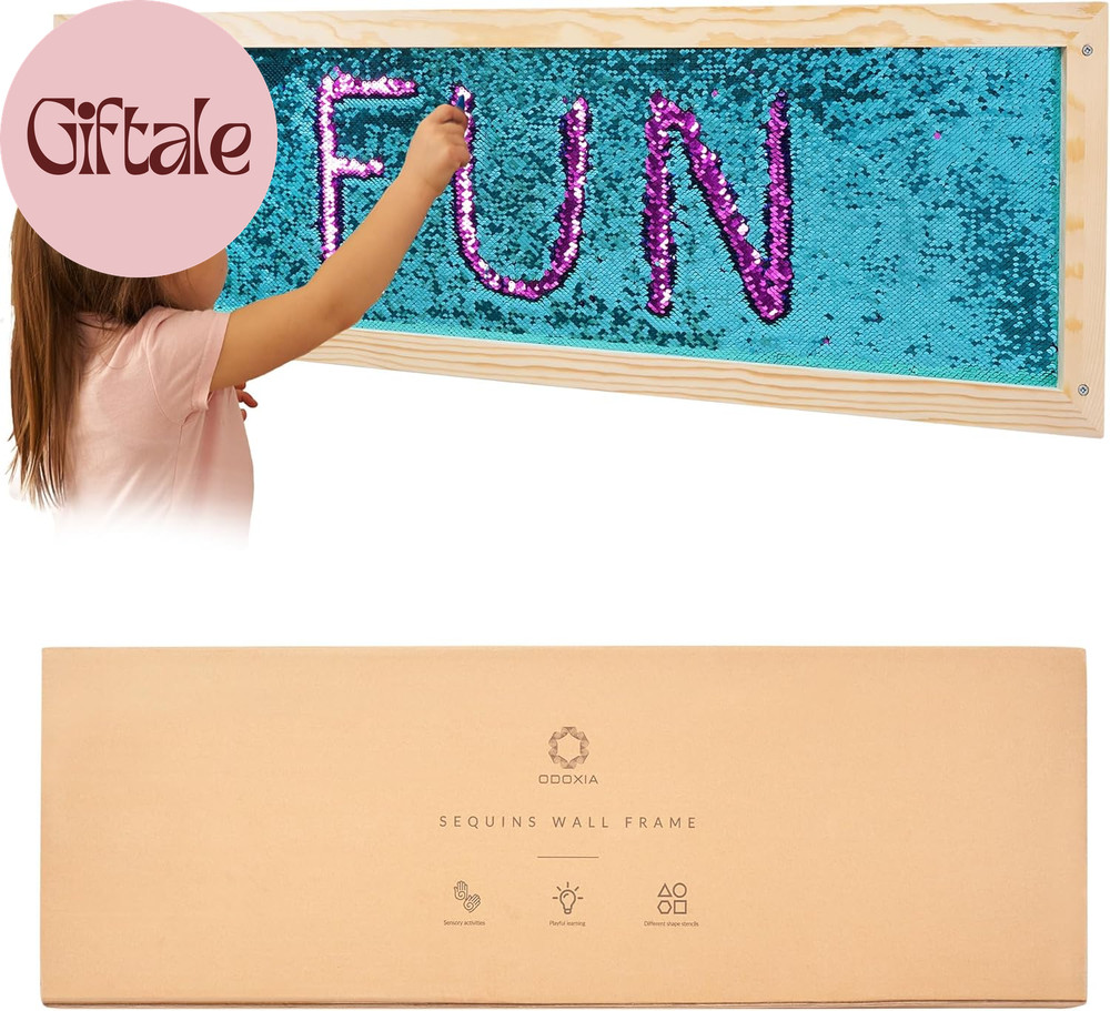 Sequin Sensory Wall Frame | Sensory Wall Sequin Flip Fabric for Kids | Daycare a
