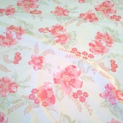Lightweight Pink Floral Fabric Wild Rose Textured Cottage 57 x 36 Farmhouse