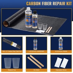 Krbnk 10FT Carbon Fiber Repair Kit, 12″ Carbon Fabric Fiber Cloth Roll, 8OZ E…
