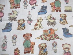 PAPER DOLLS &ANIMALS Sheryl Ray Marquez #28119 Windham COTTON FABRICS VTG 13″X