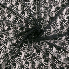 60 * 36 Inches Lace Fabric, 1 Yard Black Skull Pettern Lace Fabric, 1 Yd Non-Str