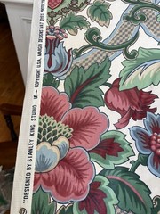 STANLEY KING STUDIO screen print chintz Floral Fabric 53.5″w- 9.66 yards (29 ft)