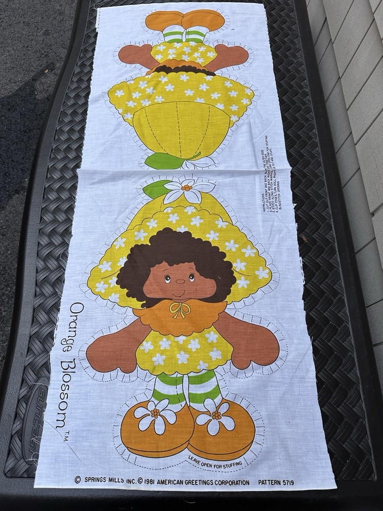 Vintage 1981 Fabric Panel Orange Blossom Strawberry Shortcake Cut N Sew