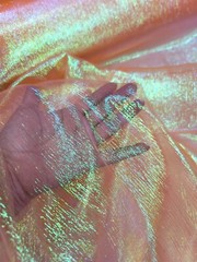 Orange Iridescent Organza Fabric Sold By The Yard Sheer For Clothing Decoration