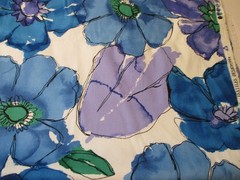 Vintage Hamil Cotton Blend Large Floral Blue Purple 1yd 33″ x 60
